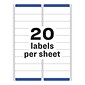 Avery Easy Peel Inkjet Address Labels, 1" x 4", White, 20 Labels/Sheet, 100 Sheets/Box (8461)