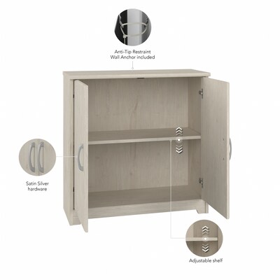 Bush Furniture Cabot 30H Storage Cabinet with 2 Shelves, Linen White Oak (WC31198)