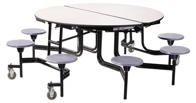 NPS® 60 Round Mobile Table w/ 8 Stools; Grey/Grey