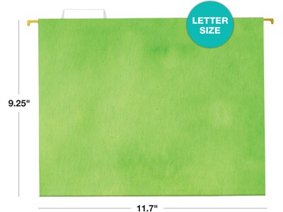 Global Printed Products Deluxe Designer Watercolor Solid Heavy-Duty Hanging File Folders, Letter-Size, Assorted Colors