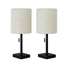 Monarch Specialties Inc. Incandescent Table Lamp, Matte Black/Beige, 2/Set (I 9650)