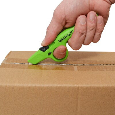 Westcott Full Size Retractable Box Cutter, Green, 6/Box (17530)