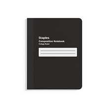 Staples Composition Notebook, 7.5 x 9.75, College Ruled, 80 Sheets, Black, 4/Pack (ST58293)