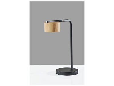 Adesso Roman LED Desk Lamp, 17, Matte Black/Natural Wood (6106-01)