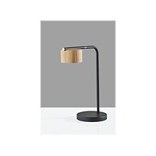 Adesso Roman LED Desk Lamp, 17, Matte Black/Natural Wood (6106-01)