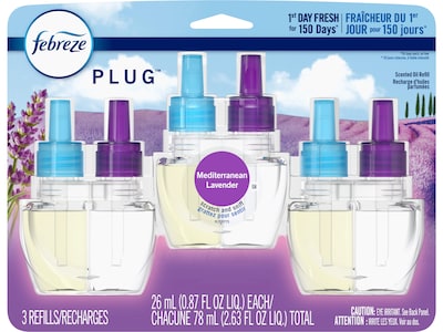 Febreze Fade Defy PLUG Air Freshener Refill, Mediterranean Lavender Scent, 0.87 Fl. Oz. 3/Pack (5436