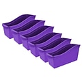 Storex Plastic Large Book Bins, 14.3 x 5.3 x 7, Purple, 6/Bundle (STX71103U06C-6)