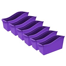 Storex Plastic Large Book Bins, 14.3 x 5.3 x 7, Purple, 6/Bundle (STX71103U06C-6)