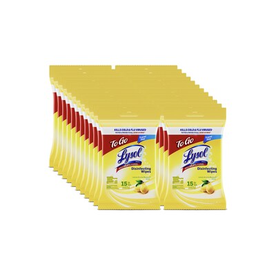 Lysol Disinfecting Wipes, Lemon & Lime Blossom Scent, 15 Wipes/Pack, 24 Packs/Carton (19200-99799)