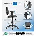 Boss Black Caressoft Drafting Stools W/Adj Arms & Footring