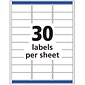 Avery Easy Peel Laser Address Labels, 1" x 2-5/8", Clear, 30 Labels/Sheet, 25 Sheets/Pack  (5630)