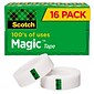 Scotch Magic Tape, Invisible, 3/4 in x 1000 in, 16 Tape Rolls, Clear, Refill, Home Office and Back to School Classroom Supplies