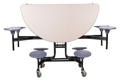 NPS® 60" Round Mobile Table w/ 8 Stools; Grey/Grey