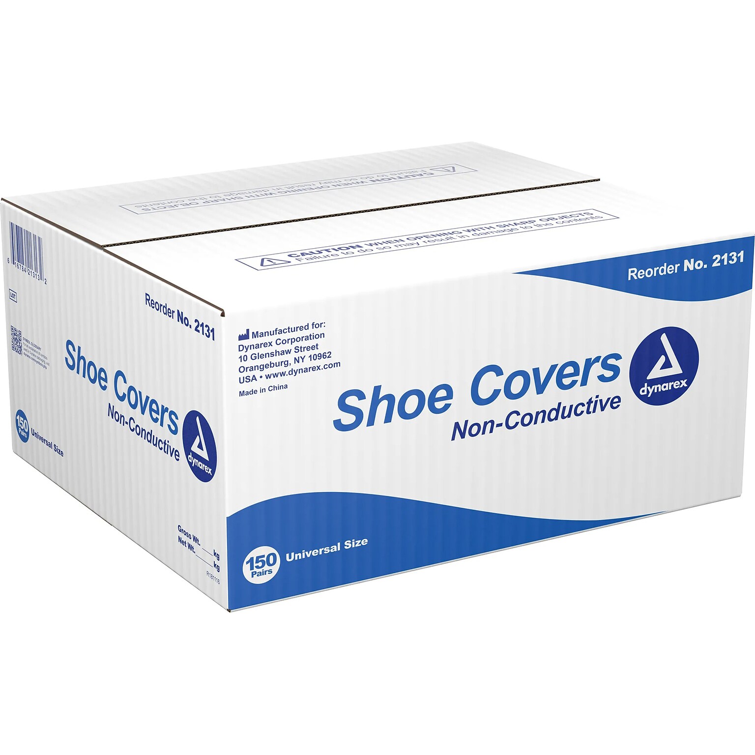 Dynarex Shoe Cover, One Size, Blue, 150 Pairs/Pack (2131)