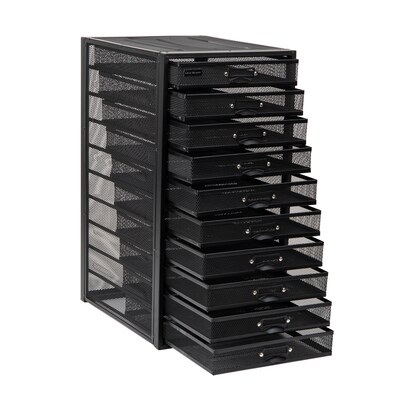 Mind Reader Network Collection 10-Drawer Metal Mesh Storage Organizer, Black (10CABMESH-BLK)