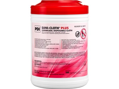 Sani-Cloth Plus Disinfecting Wipes, 160 Wipes/Canister, 12 Canisters/Carton (Q89072)