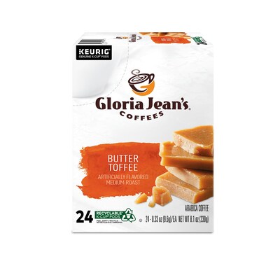 Gloria Jean's Coffees Butter Toffee Coffee, Keurig K-Cup Pod, Medium Roast, 96/Carton (60051-012CT)