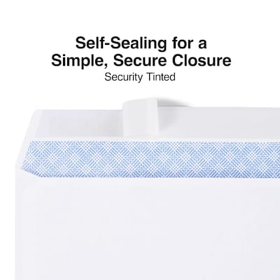 Staples® Simply Self Seal Security Tinted #6 Business Envelopes, 3 5/8 x 6 1/2, White, 50/Box (862