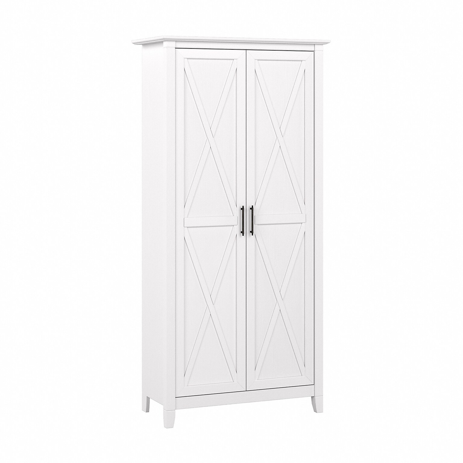 Bush Furniture Key West 66 Tall Storage Cabinet with Doors and 5 Shelves, Pure White Oak (KWS266WT-03)