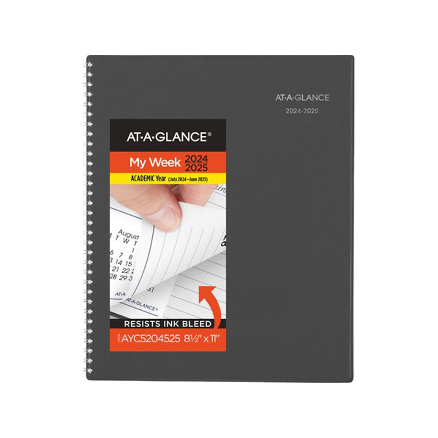 2024-2025 AT-A-GLANCE DayMinder 8.5 x 11 Academic Weekly & Monthly Planner, Poly, Charcoal (AYC520-45-25)