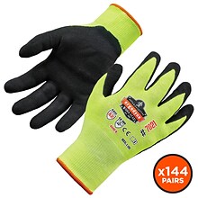 Ergodyne ProFlex 7021 Hi-Vis Nitrile Coated Cut-Resistant Gloves, ANSI A2, Wet Grip, Lime, XL, 144 P