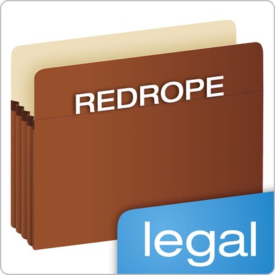 Pendaflex Reinforced File Pocket, 3 1/2" Expansion, Legal Size, Redrope (902936)