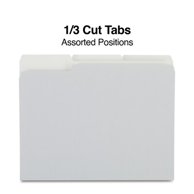 Staples® File Folders, 1/3 Cut Tab, Letter Size, Gray, 100/Box (TR433664)