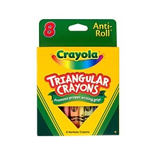 Crayola Anti-Roll Triangular Crayons, Assorted Colors, 8/Box, 24 Boxes/Carton (52-4008CT)