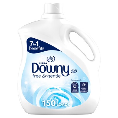 Downy Ultra Free & Gentle Fabric Softener, Unscented, 150 Loads, 111 oz. (10044)