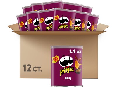 Pringles Grab & Go BBQ Crisps, 1.4 oz., 12 Cans/Carton (3800018372)