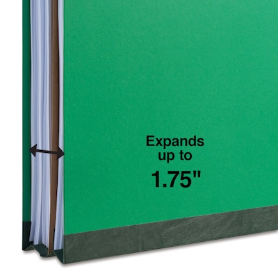 Quill Brand® 2/5-Cut Tab Pressboard Classification File Folders, 1-Partition, 4-Fasteners, Letter, Green, 15/Box (746034)