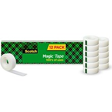 Scotch Magic Invisible Tape Refill, 3/4 x 27.77 yds., 12/Pack (810K12)