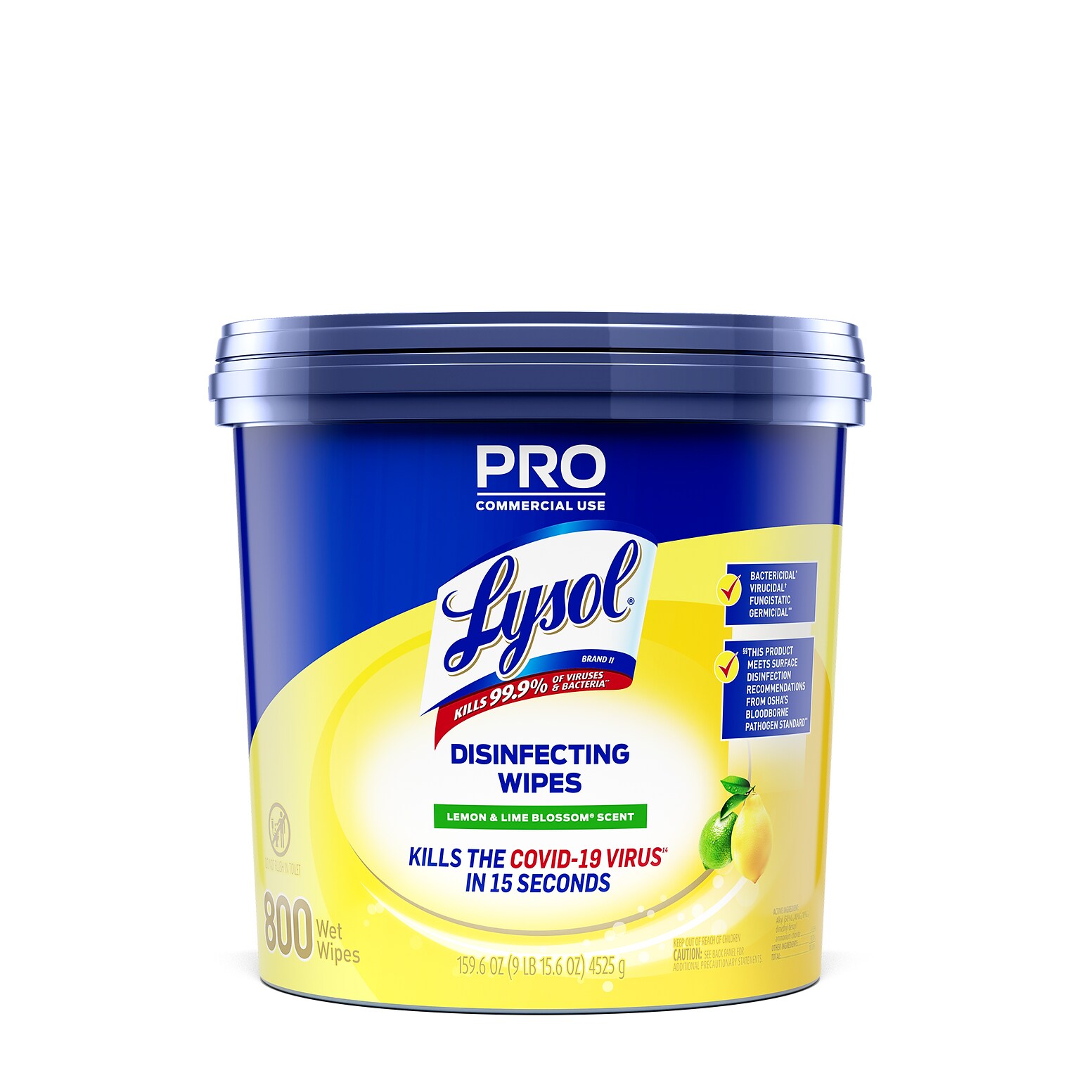 Lysol Pro Disinfecting Wipes, Lemon & Lime Blossom, 800 Wipes/Bucket (1920099856X)