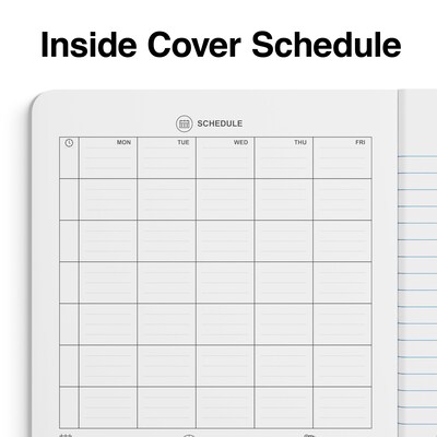 Staples™ Composition Notebook, 7.5" x 9.75", Wide Ruled, 80 Sheets, Blue/White, 24 Notebooks/Carton (55ST063CT)