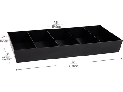 Mind Reader Plastic Snack Tray Countertop Organizer Condiment Holder, Black (SNACKORGT-BLK)