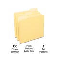 Quill Brand® File Folders, Assorted Tabs, 1/3-Cut, Letter Size, Yellow, 100/Box (740913YW)