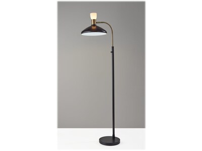 Adesso Patrick 61" Matte Black/Antique Brass Floor Lamp with Cone Shade (3759-01)