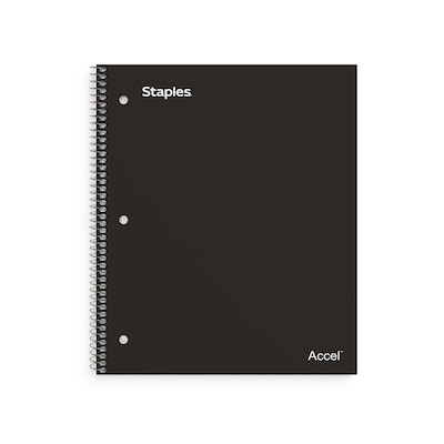 Staples Premium 1-Subject Notebook, 8 x 10.5, Wide Ruled, 100 Sheets, Black (TR20956)