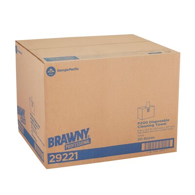 Brawny Professional P200 Disposable Cleaning Towel, White, 148 Towels/Box, 20 Boxes/Case (29221)