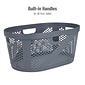 Mind Reader 10.57-Gallon Laundry Basket with Handles, Plastic, Gray, 2/Set (2HHAMP40-GRY)