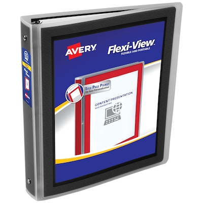 Avery Heavy Duty 1 1/2 3-Ring Flexi-View Binders, Round Ring, Black (17637)