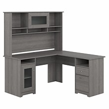 Bush Furniture Cabot 60W L Shaped Computer Desk with Hutch and Storage, Modern Gray (CAB001MG)