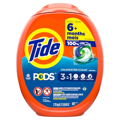 Tide PODS HE 3-in-1 Laundry Detergent Capsules, Original, 98 oz., 112 Capsules (03243)
