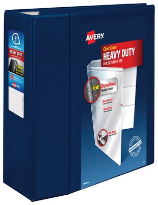 Avery Heavy Duty 5 3-Ring View Binders, D-Ring, Navy Blue (79806)