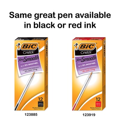 BIC Cristal Ballpoint Pens, Medium Point, Blue Ink, Dozen (10126/MS11BL)