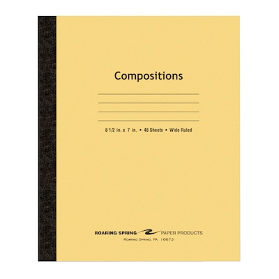 Roaring Spring Paper Products 1-Subject Composition Notebooks, 7 x 8.5, Wide Ruled, 48 Sheets, Bro