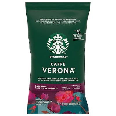 Starbucks Caffe Verona Ground Coffee, Dark Roast, 2.5 oz., 18/Box (11018192)