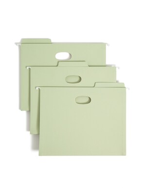 Smead FasTab Hanging File Folders, 1/3-Cut Tab, 3-1/2 Expansion, Letter Size, Moss, 9/Box (64222)