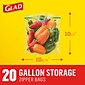 Glad Zipper Storage Bags, Gallon, 20 Bags/Box (55050)
