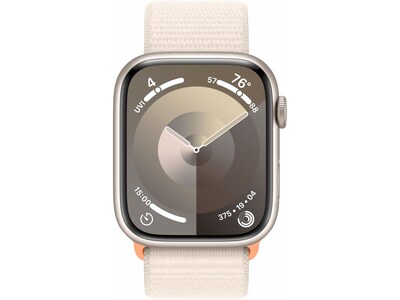 Apple Watch Series 9 (GPS) Smartwatch, 45mm, Starlight Aluminum Case with Starlight Sport Loop (MR98